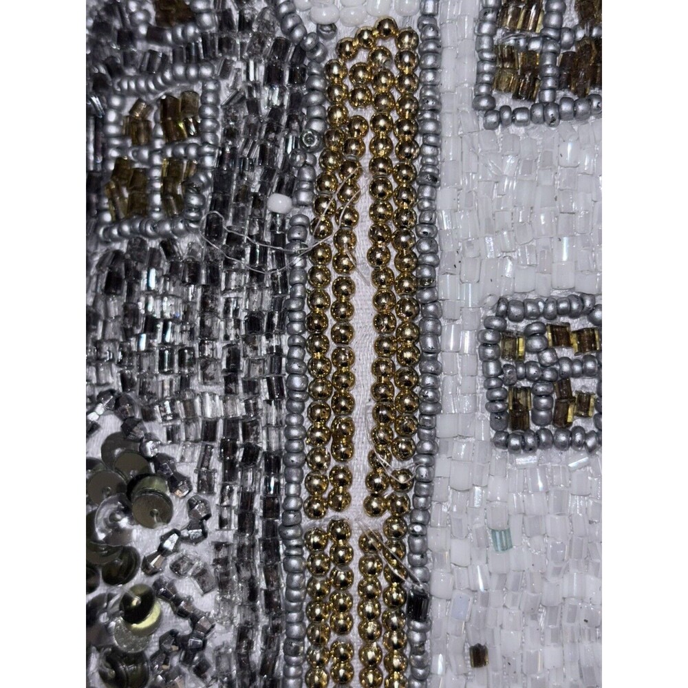 Beaded Holiday Pillow White And Brown 12x18 - Picture 6 of 6